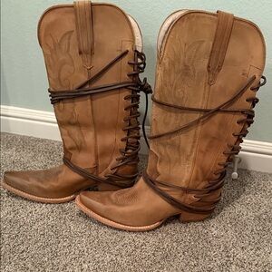 Freebird Tan Lace Up Cowboy Boots
